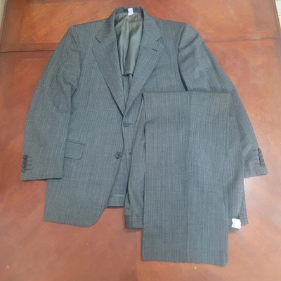 Vintage Burberry 2P Plaid Dark Gray Charcoal Suit 40R 33W 29L 🇯🇵 - Image 1 of 4