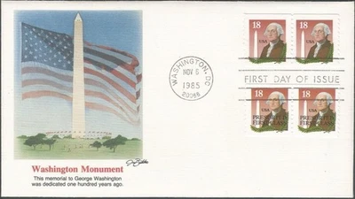 Scott 2149 FDC with 2 coil line pair stamps - Washington Monument - 1985 - FDOI - Image 1 of 2