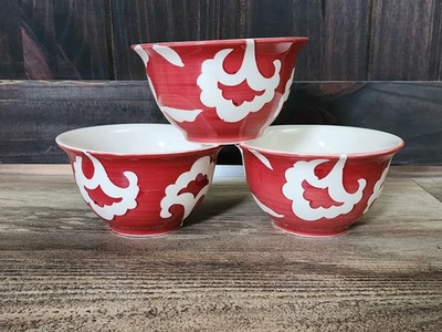Cuencos Damask by Sandra By Sandra Lee | Juego de 3 | Rojo Blanco | 5 3/4" Foto 1 de 4