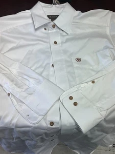 Ariat Shirt Mens Small White Dress Cowboy Field Ranch Work Wear - Picture 1 of 5