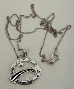 Sterling Silver Shooting Star Pendant Necklace 925 Italy 18" Chain Stunning - Picture 1 of 7