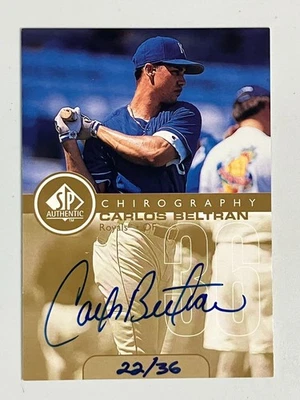 1999 SP Authentic CARLOS BELTRAN Chirography Gold Auto /36 SP Rookie Year Royals - Image 1 of 4