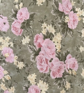 MODA Robyn Pandolph - Pink Roses 4 1/4 Yards Cotton Fabric - VTG - Picture 1 of 3