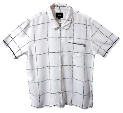 Camisa HUF Para Hombres Mediana Patinetas Estampado F 100% Rayón Botón Foto 1 de 4