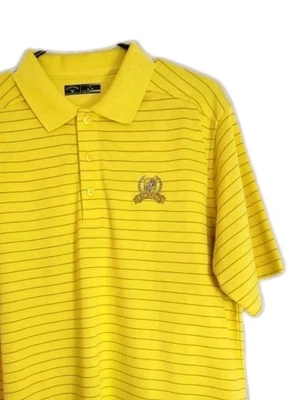 Polo de golf Callaway Perry Ellis para hombre leyendas rayas amarillas manga corta mediana Foto 1 de 4