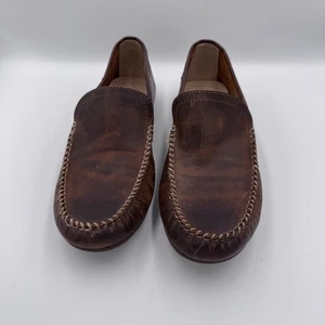 Frye Lewis Venetian Driving Shoes Brown Leather Loafer Men Size 8 EUC - Picture 1 of 12