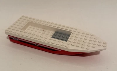 Lego Floating Boat 71958 Hull Unitary 22x8x2 1/3 Fire Logo on Black and White - Image 1 of 4