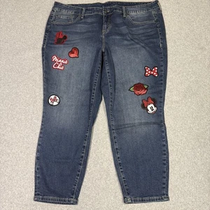 Disney Jeans Womens 22 Minnie Mouse Patch Embroidered Skinny Pants Denim - Picture 1 of 20