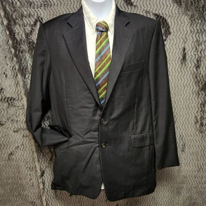 Loro Piana Blazer Mens 42 Long Hickey Freeman Jacket Windowpane Plaid Tasmanian - Picture 1 of 20