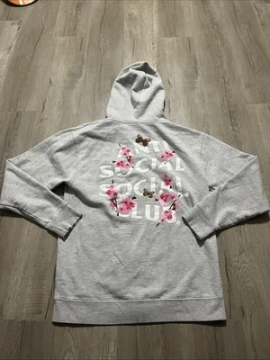 Anti social social club hoodie men’s medium full zip Heather Gray Butterfly’s - Image 1 of 4