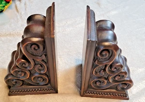 Sujetalibros vintage de madera maciza marrón - Imagen 1 de 7