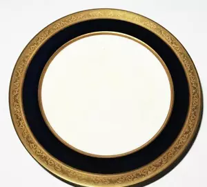 T & V Limoges Raynaud Conde Cobalt Blue, Gold Encrusted Soup Bowl, 8 1/4" - Picture 1 of 4