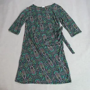 Olivia Matthews Dress Womens Size 1X Green Knit Paisley Boho Midi Stretch Work - Picture 1 of 10