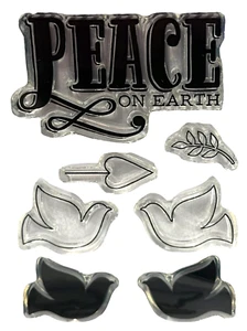 Clearly Besotted Peace on Earth Dove Bird Silhouette Craft Stamp And Die Set - Picture 1 of 11