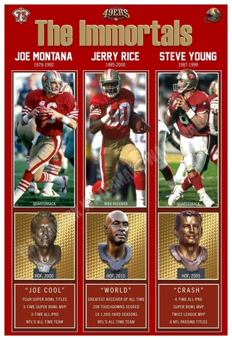 THE GREATEST 49ERS: MONTANA, RICE, YOUNG 13”x19” COMMEMORATIVE POSTER Cover