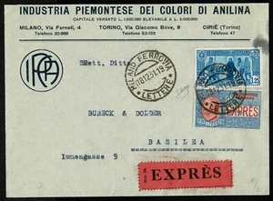 Busta pubblicitaria lettera espressa Italia 1931 Milano Basilea Svizzera Ferrovie - Foto 1 di 2