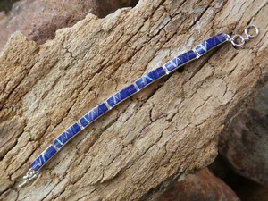 Lapislazuli Opal Edelstein Sterling Silber 925 aufklappbar schönes breiteres Armband AJ28 - Bild 1 von 11