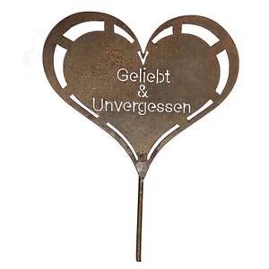 Grabherz Grabschmuck Gedenkstein Trauerherz Herz Spruch Grab Geliebt Unvergessen - Bild 1 von 4