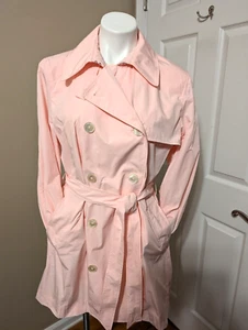 LAUREN Ralph Lauren Cherie Pink Db. Breasted Trench Coat Size Large NWT - Picture 1 of 21