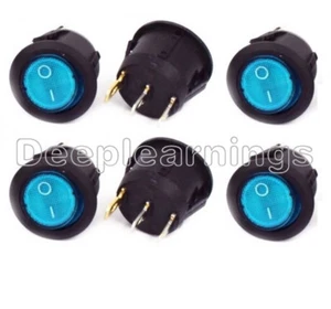 10 Stück Mini 3 Pin Rund Blau SPDT EIN-AUS Wippe Schalter Snap-In 6A/250V 10A/125V - Bild 1 von 4