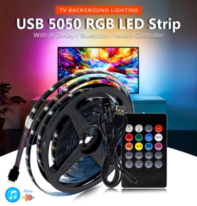 0.5-5m 30 LED 5050 SMD RGB Music Activated Waterproof Strip Light Tape W/Remote - Picture 1 of 10
