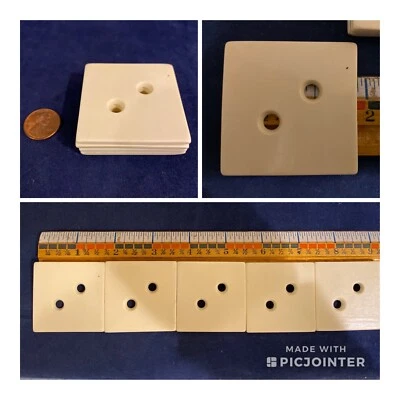 LARGE Vintage Off-White Celluloid Geometric Square Buttons Set of 5 (S2) - Image 1 of 4