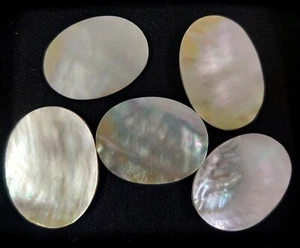 Natural Mother Of Pearl Flat Oval Cabochon Gemstone Wholesale Lot 5 pcs 113 Cts - Picture 1 of 10
