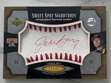 2005 Upper Deck Sweet Spot Signatures Jason Bay Red Stitched Black Ink /35 Auto