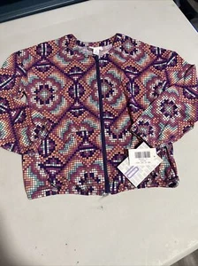 LulaRoe Kids Monroe Lightweight Jacket Pockets Size 10 Geometric Fun #039 - Picture 1 of 4