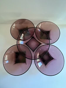 Vintage Hazel-Atlas Moroccan Amethyst Bowls Set Of 5 Dimensions 6”x 2” Excellent - Picture 1 of 15