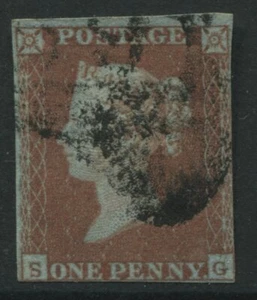 1841 1d SG Plate 105 showing the extremely scarce Inverted "S", 4 margins (40) - Picture 1 of 1