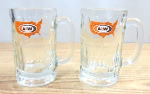 A & W ROOT BEER MUGS VINTAGE HEAVY GLASS VINTAGE USA MAP 1970'S NICE - Picture 1 of 6