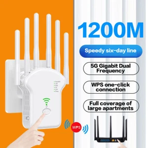 300Mbps/1200Mbps WiFi Signal Repeater Dual-Band 2.4G 5G WiFi Extender With L _yi - Afbeelding 1 van 20