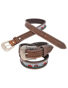 Circle Y Western Belt Boys Carter Farm Basketweave Tooling 2038-BT - Picture 1 of 1