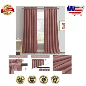 Soft Velvet Drapes 102" for Bedroom and Living Room - Energy Smart & Washable - Picture 1 of 8