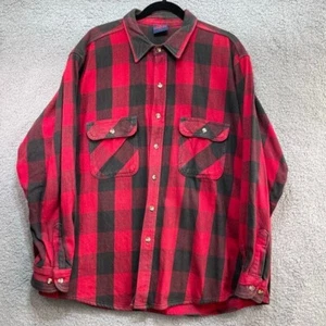 DAKOTA Flannel Shirt Size 2XL Mens Shirt Red Black Plaid Lumberjack Vintage - Picture 1 of 8