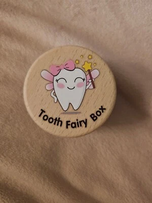 Pink Colorful Tooth Fairy Box for Girl Wooden Tooth Fairy Colorful Keepsake NEW - Image 1 of 2