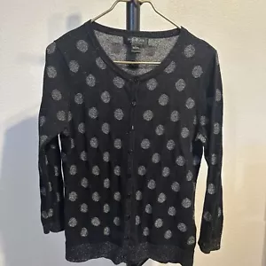 Women's August Silk Heritage Black And Gold Quarter Sleeve Card Cardigan- size L - Picture 1 of 9