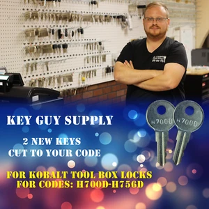 H700D-H756D, 2 New keys for Tool Box By Kobalt, Cut to Code. Licensed Locksmith. - Picture 1 of 3
