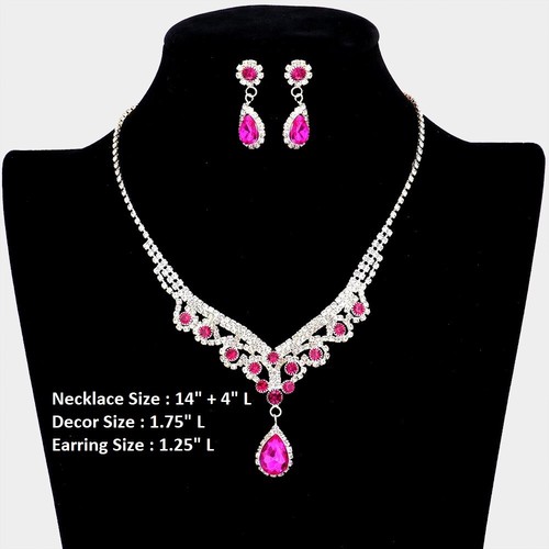 Boho Crystal Wedding Statement Necklace & Earrings Set — Gold Floral Rhinestone Bib Necklace For Women - View #6