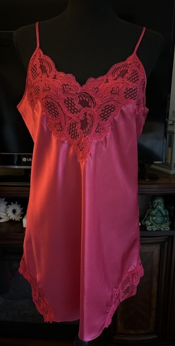 UNDERCOVER Camicia vintage Victoria's Secret seta abito rosso raso M Y2K etichetta oro pizzo