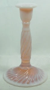 DUNCAN AND MILLER PINK SWIRL OPALESCENT GLASS CANDLESTICK CIRCA 1920'S - Picture 1 of 4