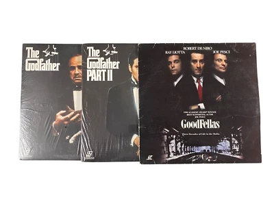 The Godfather LaserDisc Movies Part I II  (2-Disc Sets) And Goodfellas Mafia Set Foto 1 de 4