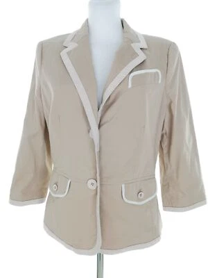 Jasper Conran  T. 12 (40) Beige Blazer con botones Algodón Manga 3/4 Rayas Bolsi - Imagen 1 de 4