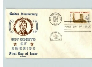 BOY SCOUTS of America, 1960 First Day of Issue, C. George thermograph ink, Golde - Picture 1 of 1