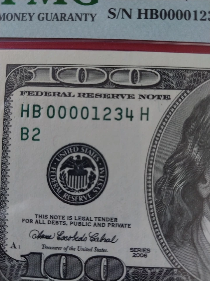 2006 US $100 Dollar Bill Federal Reserve Note Ladder PMG 67EPQ - Image 1 of 4