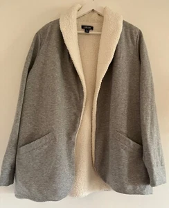 Lands End Women's Sherpa Fleece Lined Cardigan Jacket Size L - Picture 1 of 7