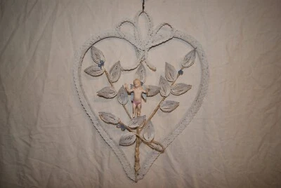 ANCIENNE COURONNE FUNERAIRE PERLE VERRE CABINET CURIOSITE - Photo 1/4