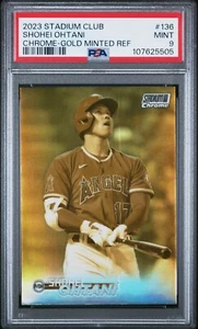 2023 Stadium Club Chrome Shohei Ohtani #136 Gold Minted Refractor PSA 9 - Picture 1 of 2