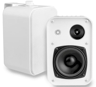 OSD AUDIO 4" Outdoor Patio Speaker Pair 80W, Compact 3-Way IP54 Rated White/Black AP450
